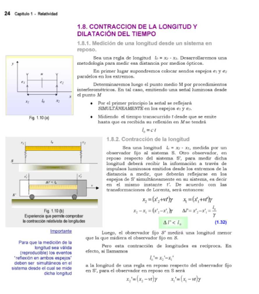 Tratamiento del tema Relatividad restringida, con detalle de ilustraciones y notas aclaratorias al margen