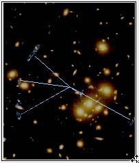 Efecto lente gravitacional en un conglomerado de galaxias lejano